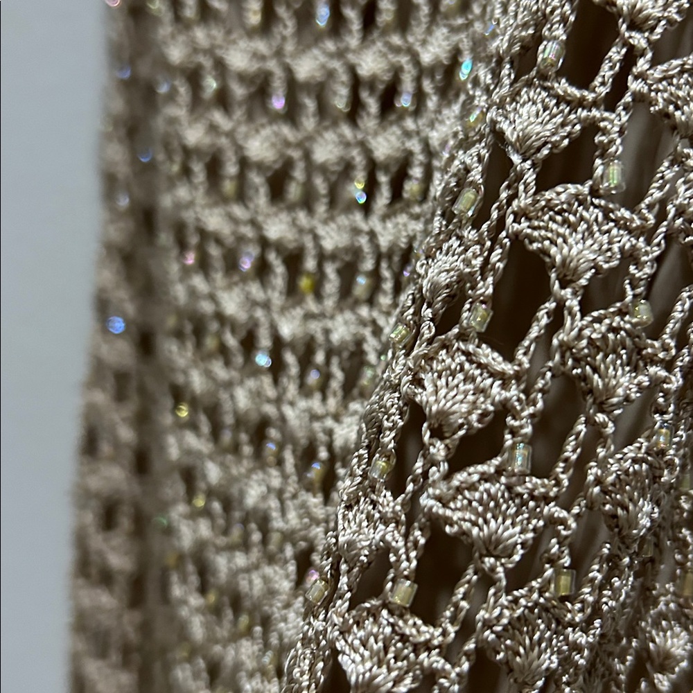 Le Chateau Sleeveless Crochet Midi Dress in Beige- Size S - Picture 9 of 10